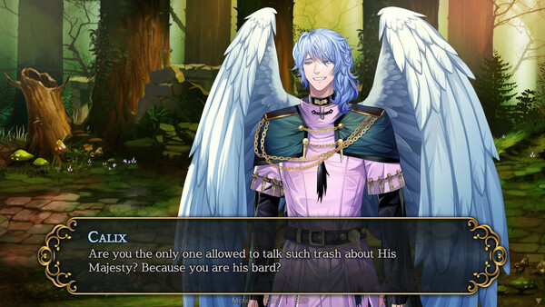 Screenshot of King's Angel: Otome gameplay showing in-action mechanics