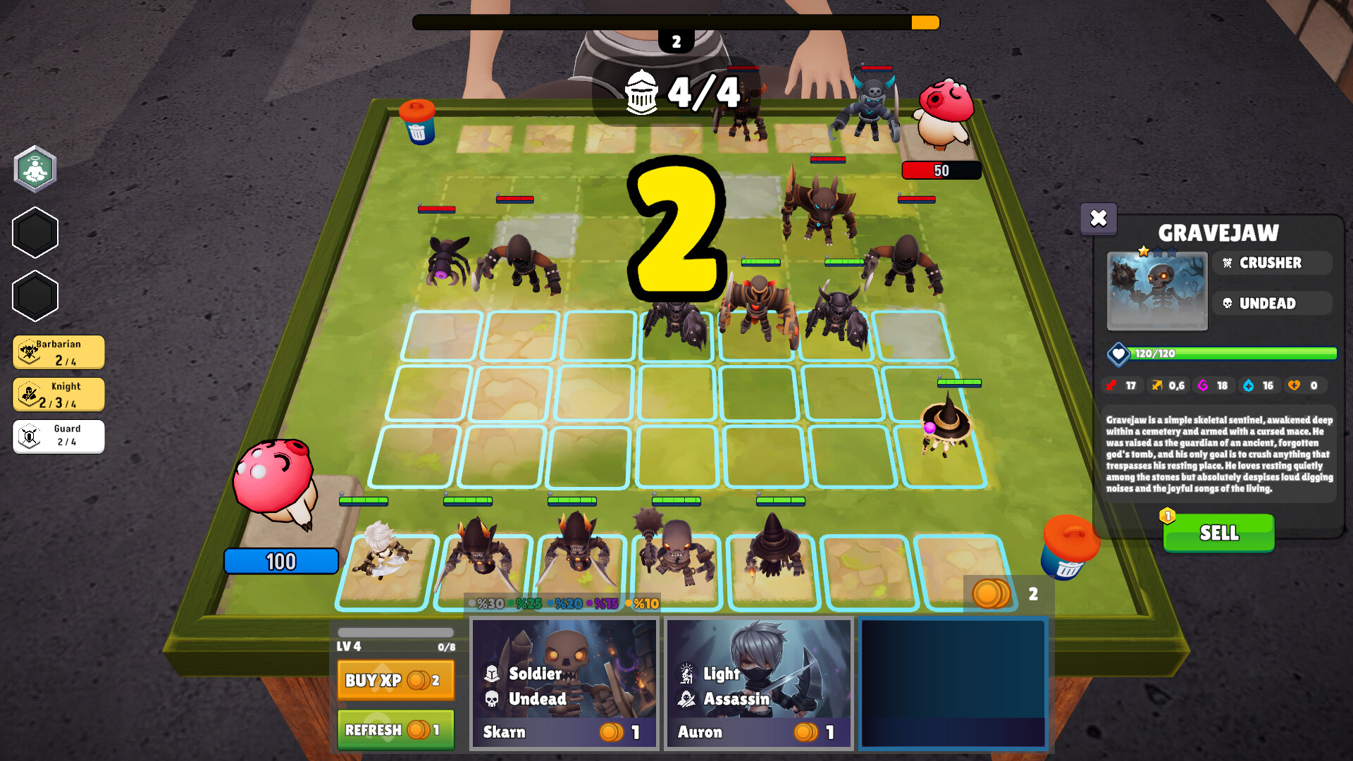 Batalla en mesa con efectos visuales