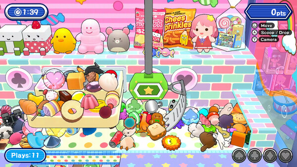 Screenshot of Scoop it! Crane Game gameplay showing in-action mechanics