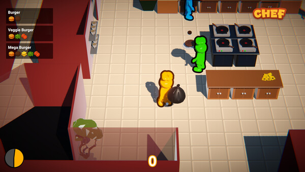 Screenshot of Traitor's Kitchen gameplay showing in-action mechanics