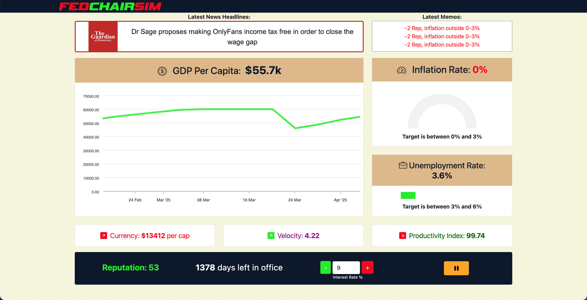 FedChairSim screenshot #2