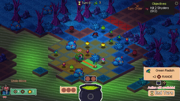 Screenshot of Tacticauldron gameplay showing in-action mechanics