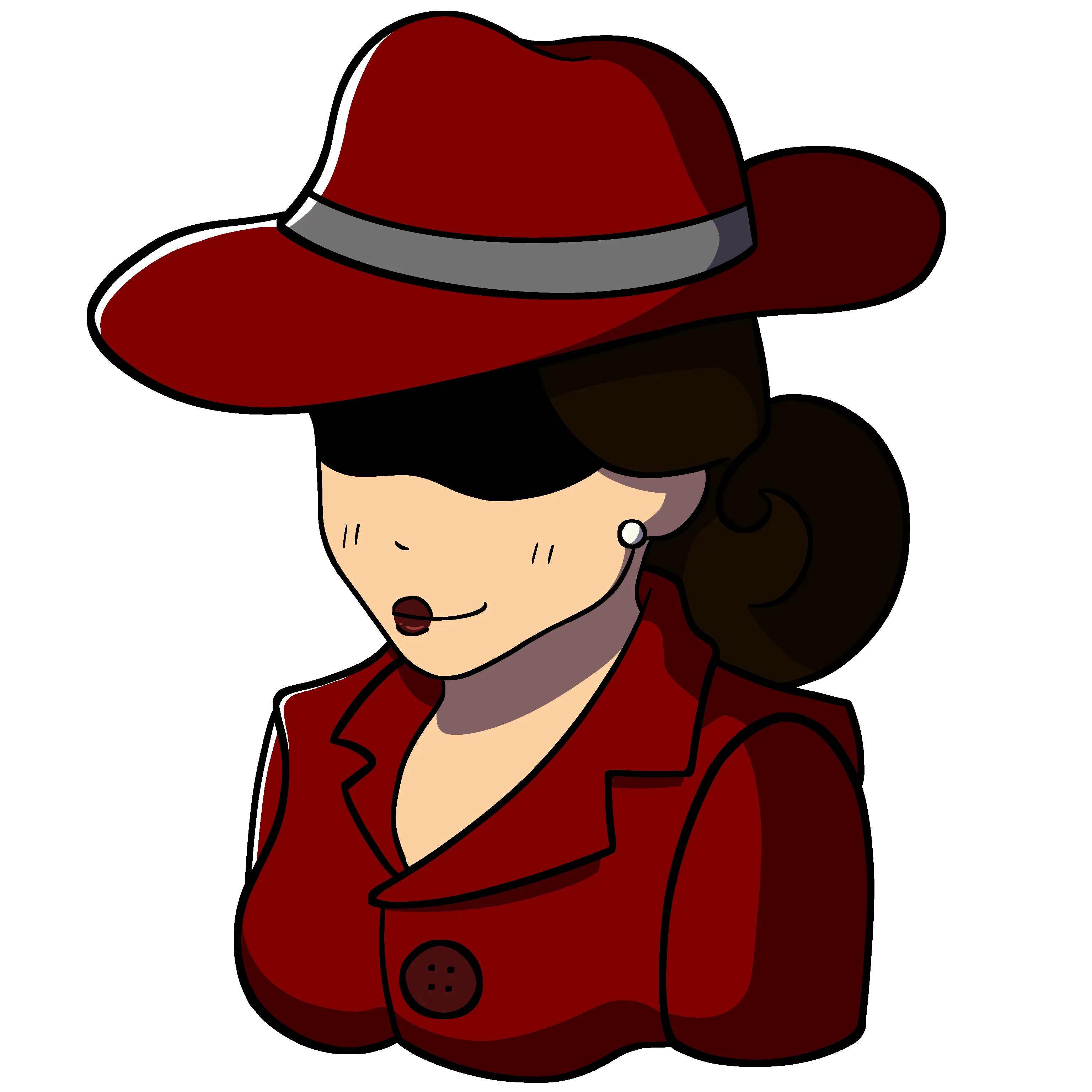 A headshot of the Red Lady