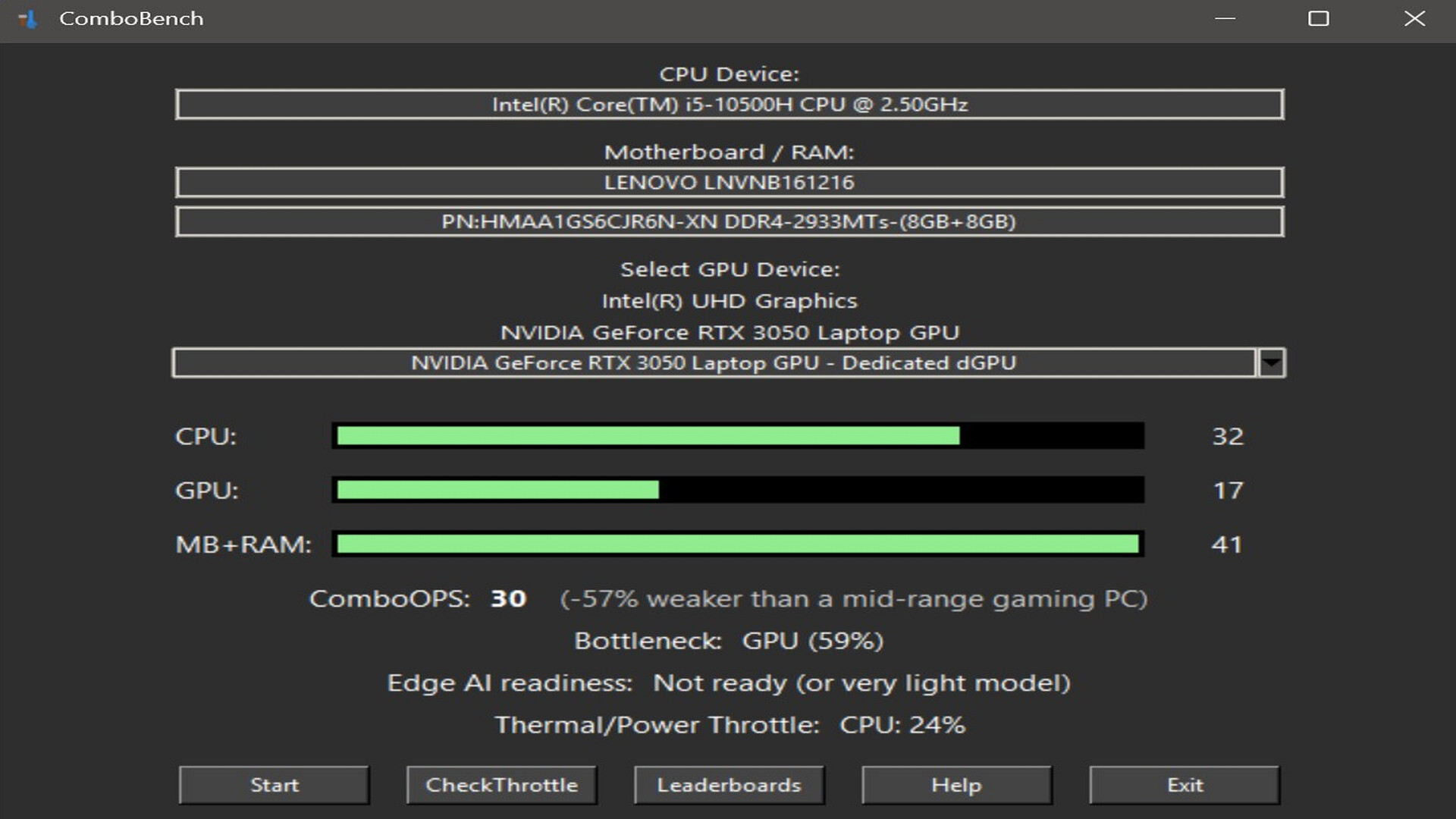 ComboBench screenshot 2