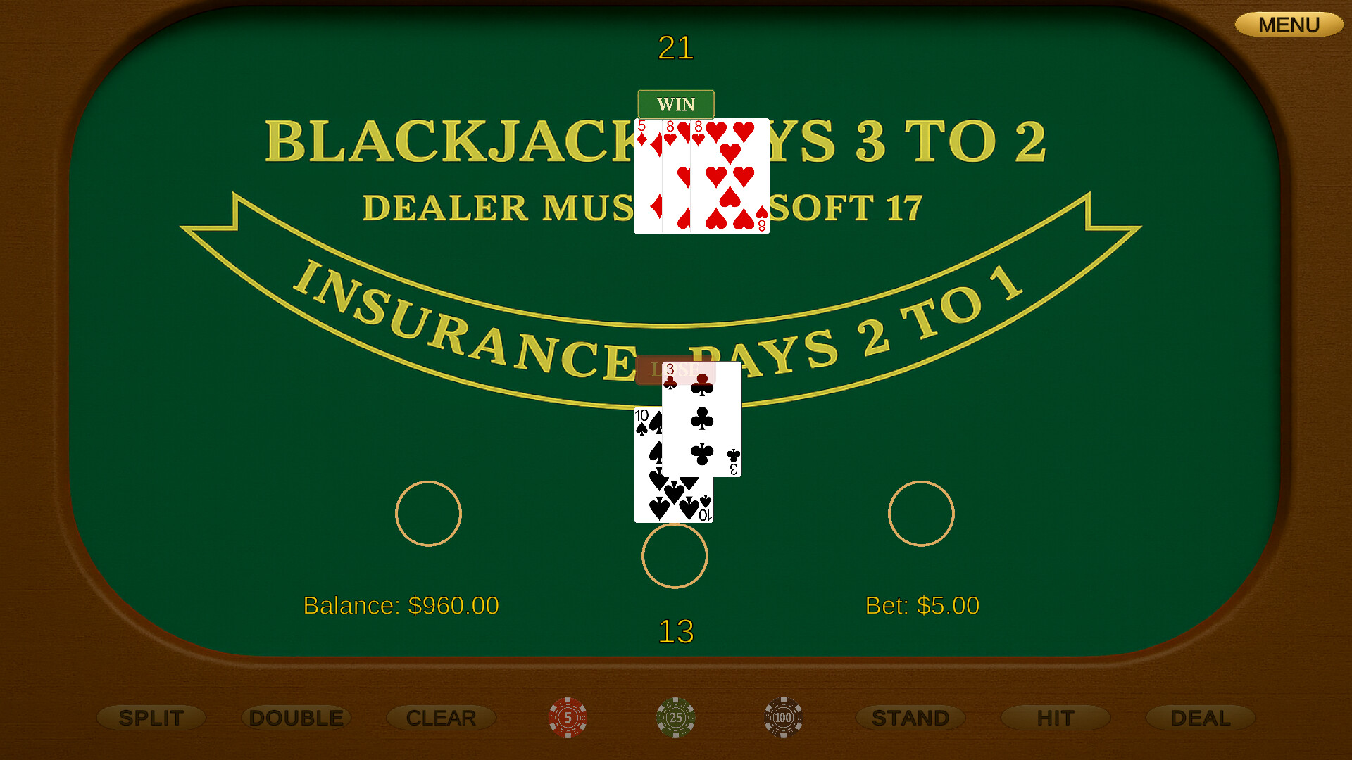 Classic Blackjack screenshot #1