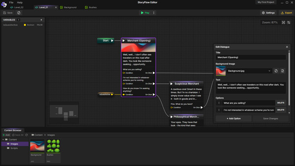 Скриншот из StoryFlow Editor Скриншот из StoryFlow Editor