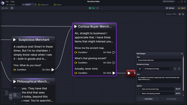 Скриншот из StoryFlow Editor Скриншот из StoryFlow Editor