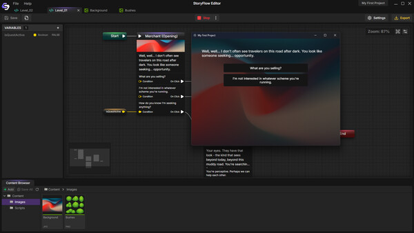 Скриншот из StoryFlow Editor Скриншот из StoryFlow Editor