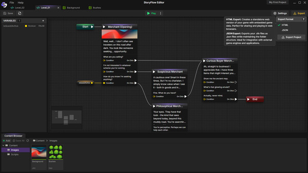 Скриншот из StoryFlow Editor Скриншот из StoryFlow Editor