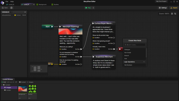 Скриншот из StoryFlow Editor Скриншот из StoryFlow Editor