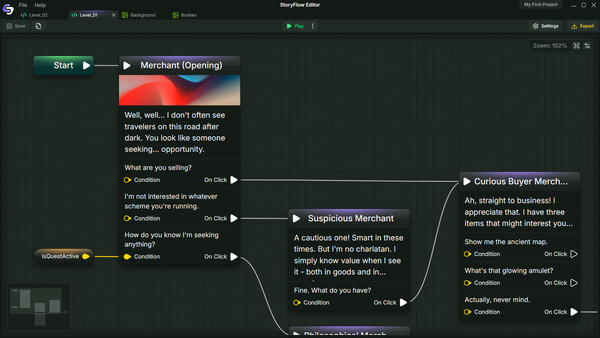 Скриншот из StoryFlow Editor Скриншот из StoryFlow Editor