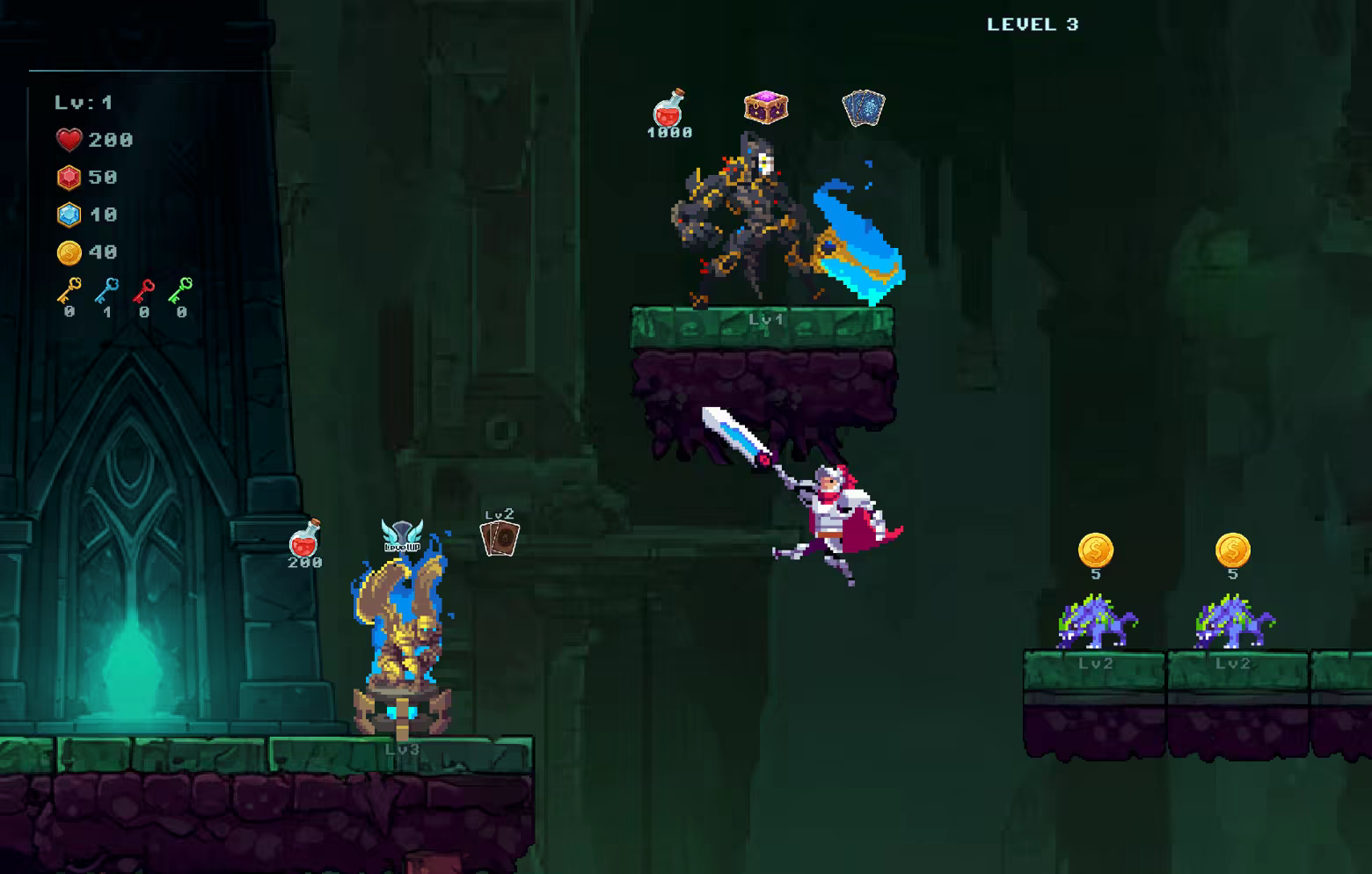 Platform Jump: Choose to encounter monsters and plan your battle route