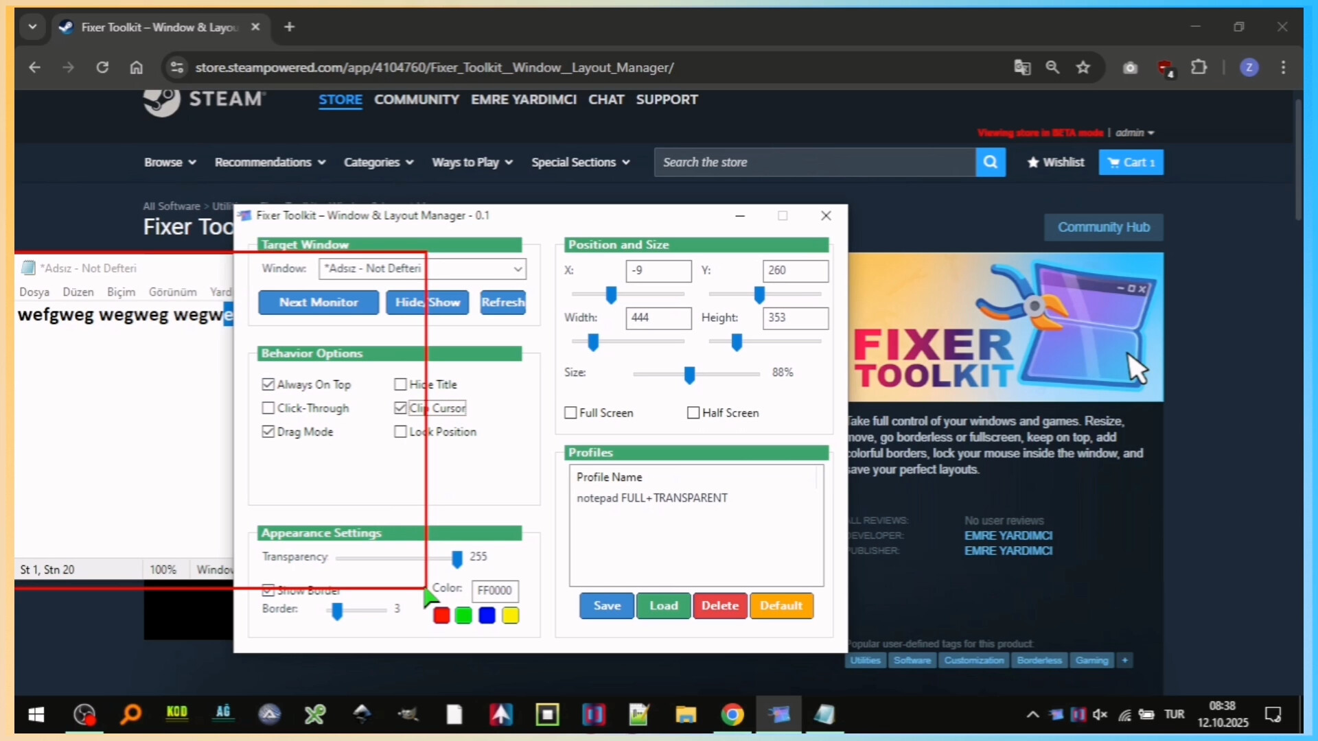 #2. Fixer Toolkit – Window & Layout Manager (Steam) By: EMRE YARDIMCI