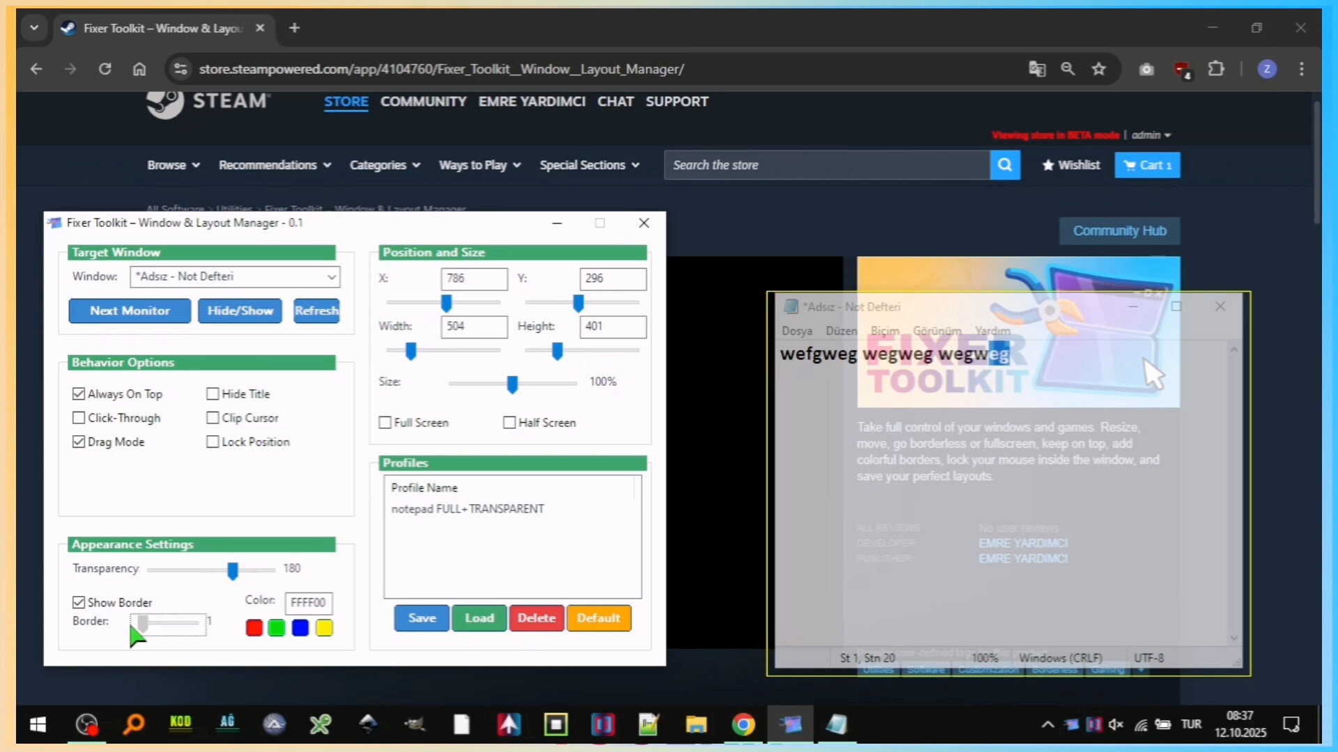 #6. Fixer Toolkit – Window & Layout Manager (Steam) By: EMRE YARDIMCI
