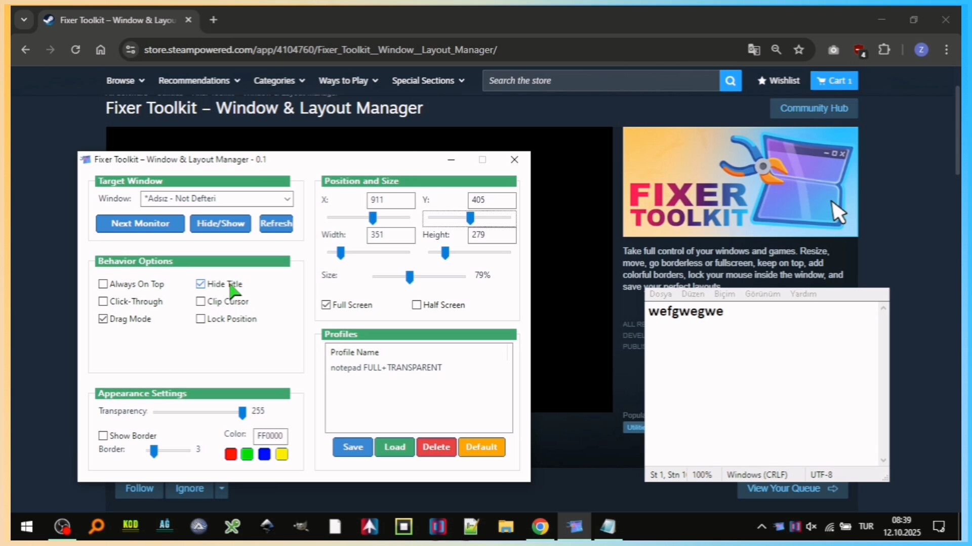 #7. Fixer Toolkit – Window & Layout Manager (Steam) By: EMRE YARDIMCI