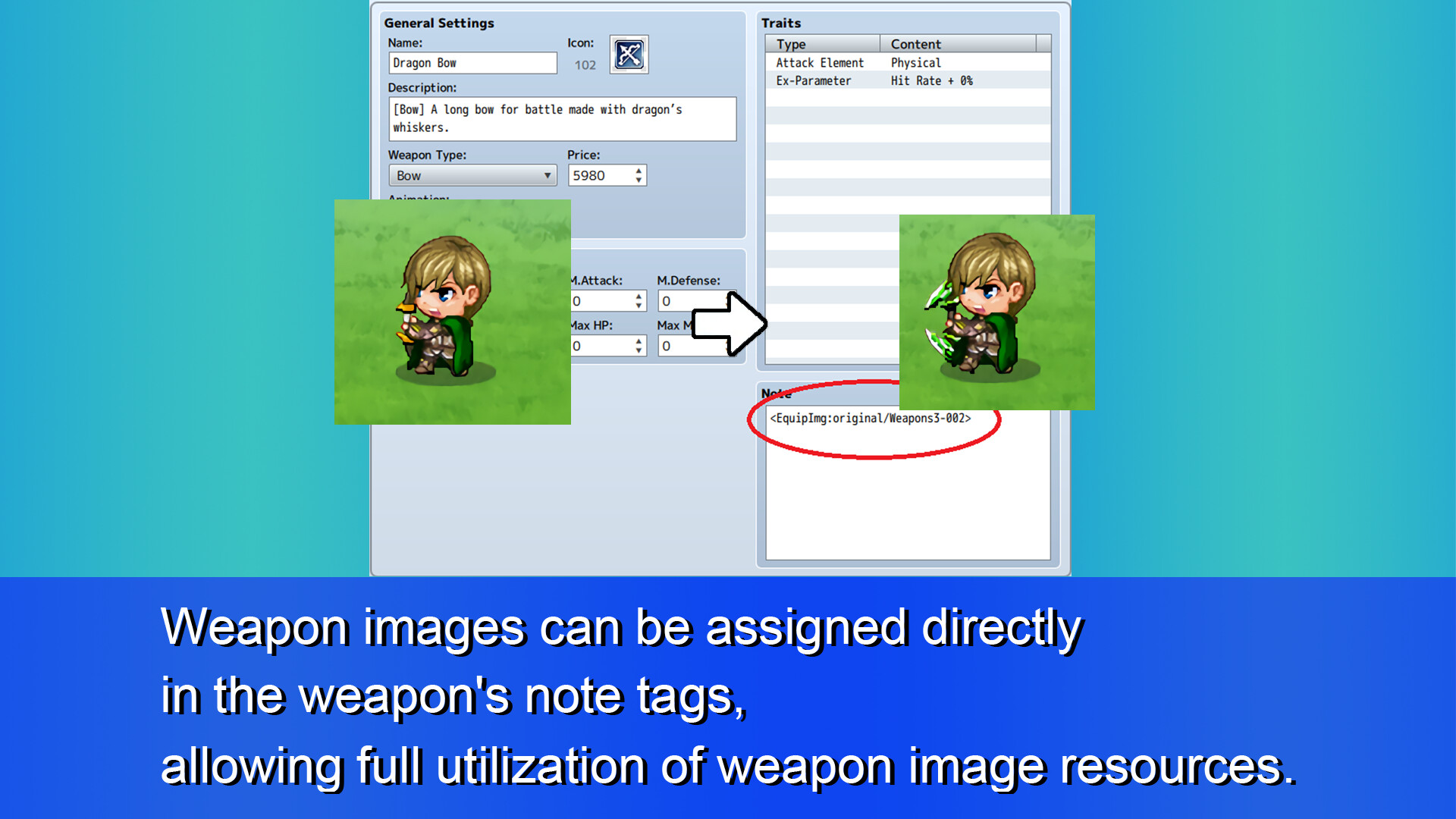 #1. RPG Maker MZ - SV Equip Sprite Expansion Plugin (Steam) Podle: Gotcha Gotcha Games