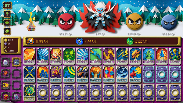 Screenshot of Card Storm Idle HD gameplay showing in-action mechanics