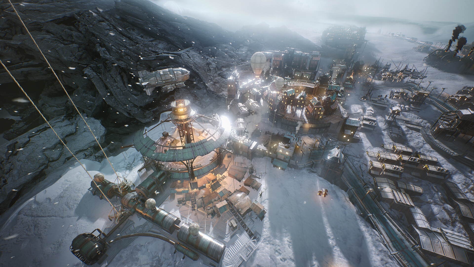 New Edinburgh built beside a destabilised volcano in Frostpunk 2: Breach of Trust
