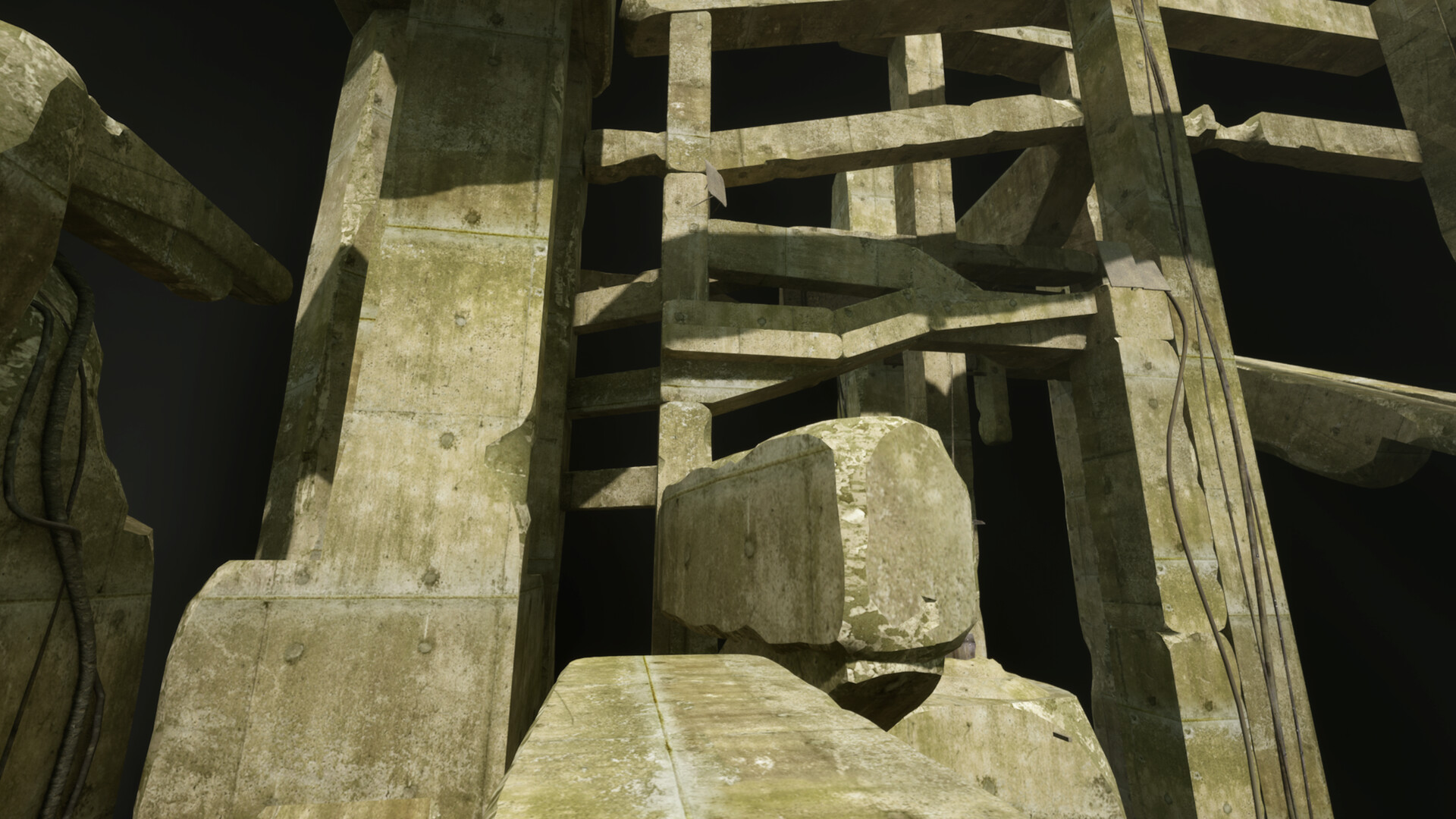 A broken concrete megastructure forming a vertical route in VHOLUME