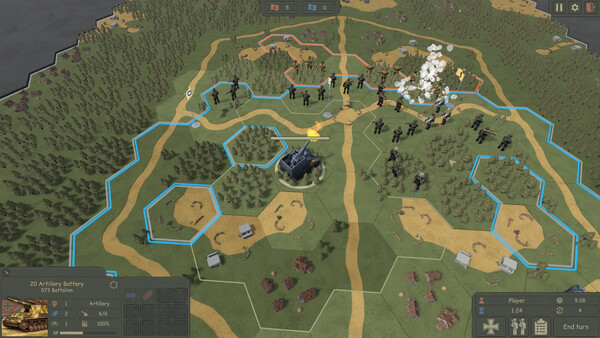 Screenshot of War Pawns gameplay showing in-action mechanics