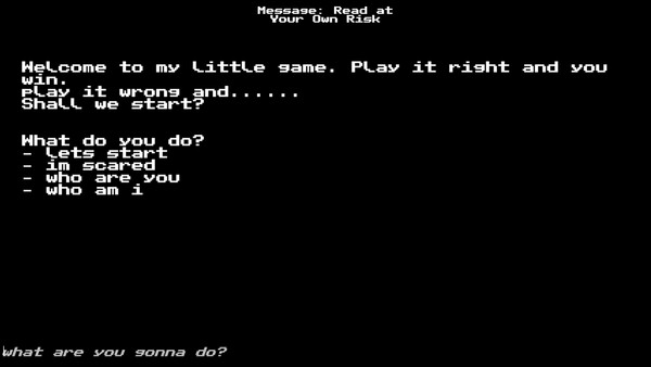 Message: Read at Your Own Risk game for Linux 1