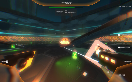 Screenshot of RoboDome gameplay showing in-action mechanics