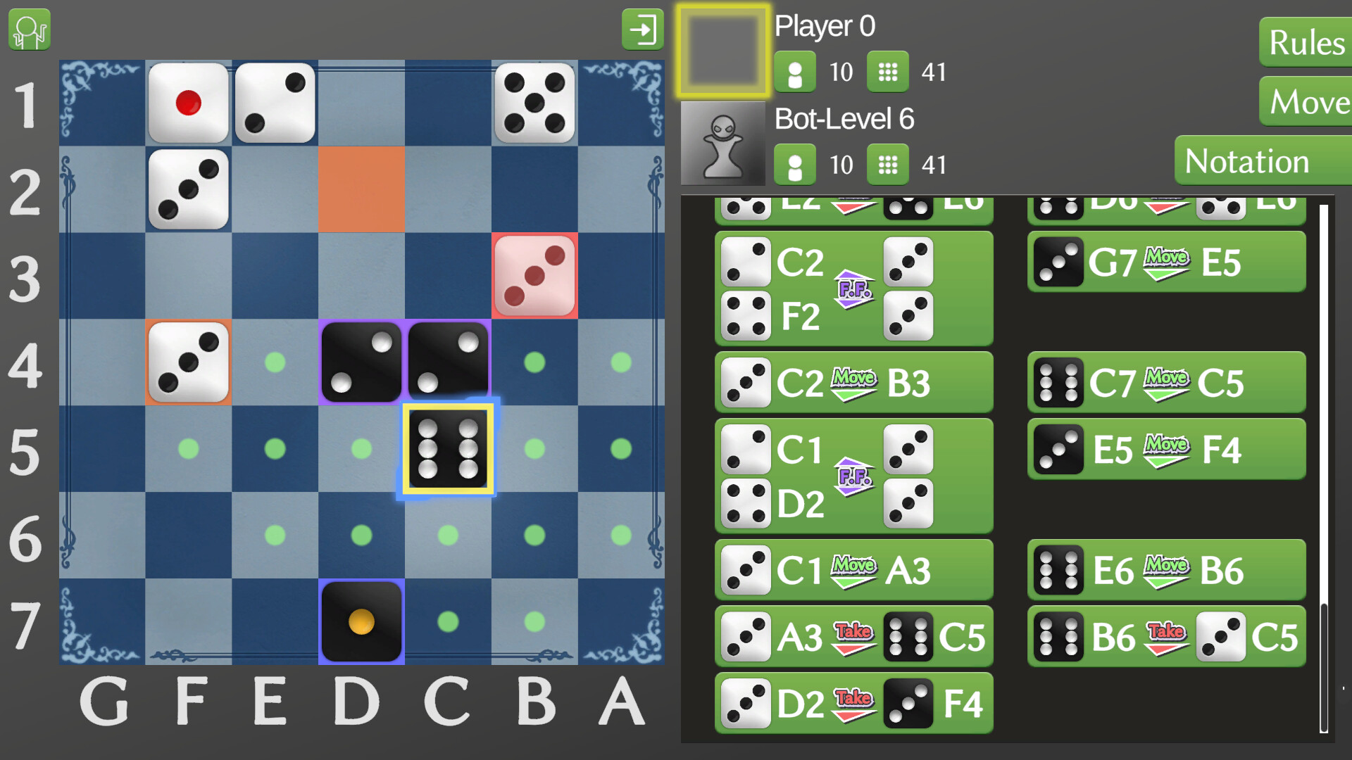 Dice chess screenshot 2