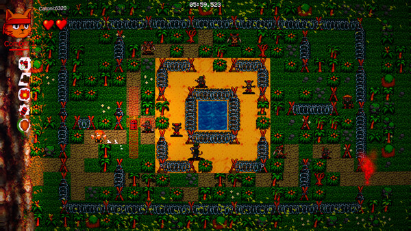 Screenshot of Bomber Cats: Napalm Strike gameplay showing in-action mechanics