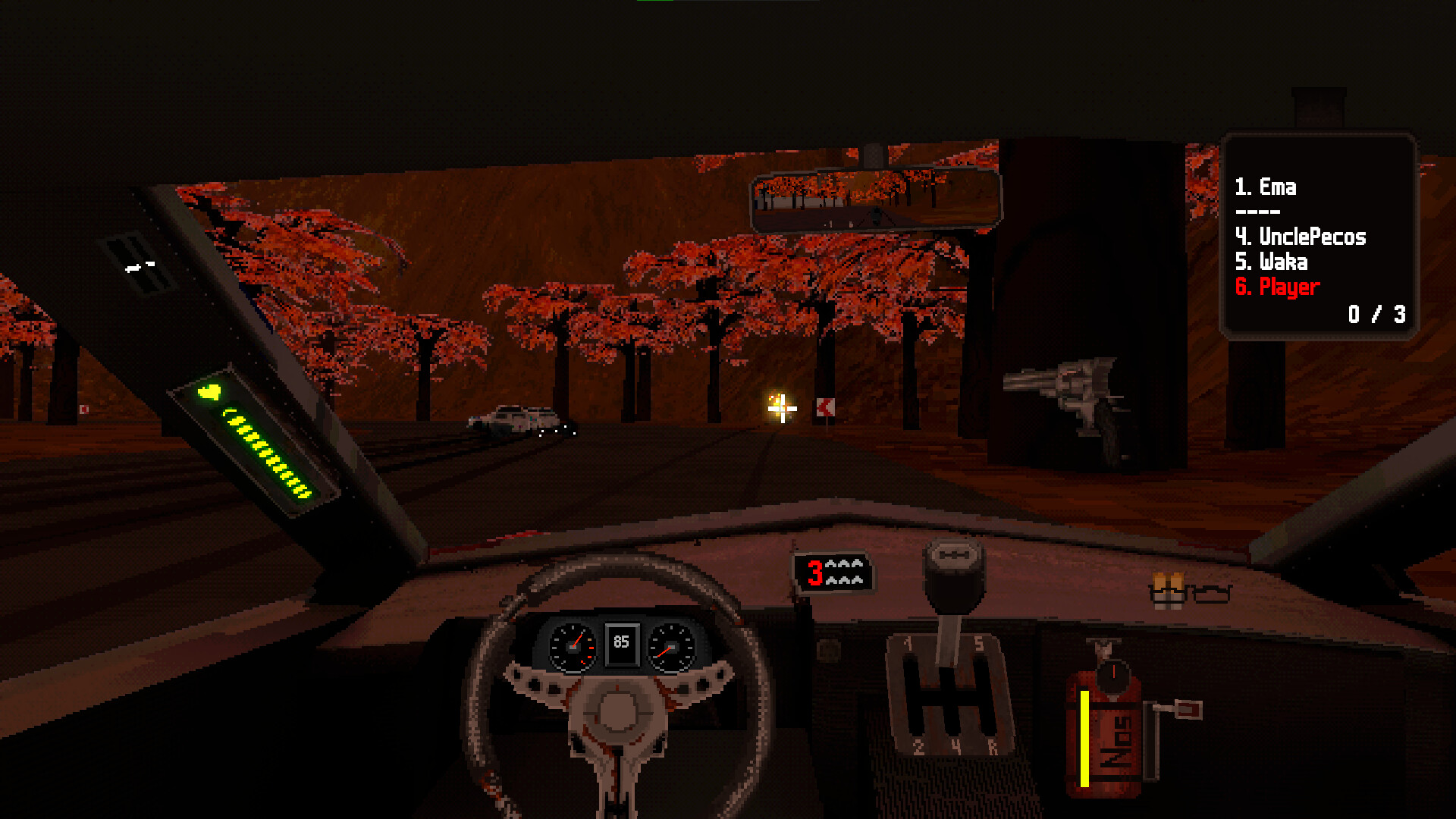 Half Grip upgrade shop screen showing weapons and car parts to unlock