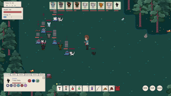 Screenshot of Forest Whiskers gameplay showing in-action mechanics