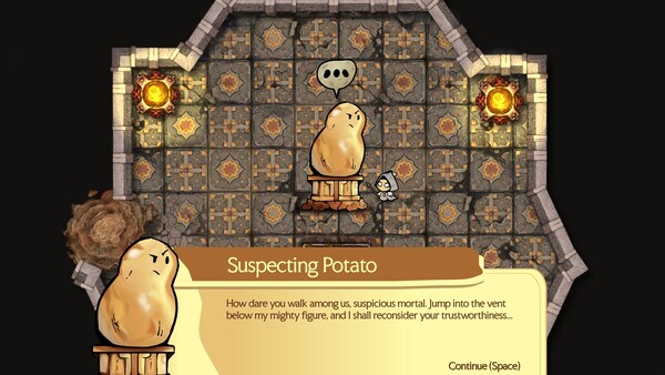 Screenshot of Dungeon Potato gameplay showing in-action mechanics