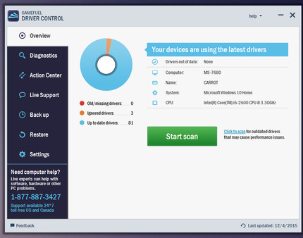Gamefuel Driver Control Screenshot