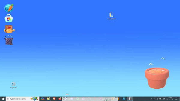 Screenshot of Tiny Desk Pot gameplay showing in-action mechanics