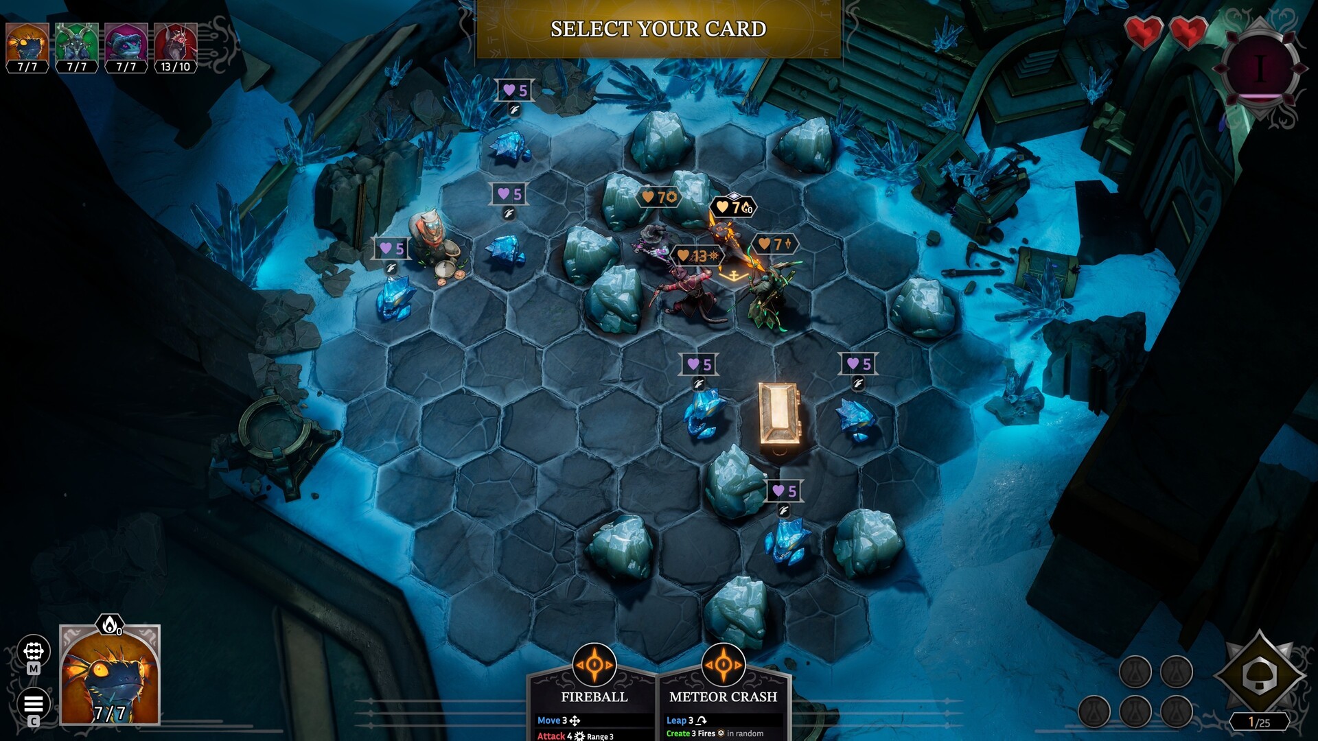 A party battle on a hexagonal arena in Shadowstone