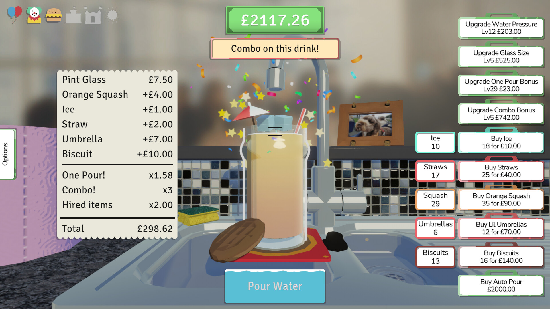 A stupid game about pouring drinks for the P.T.A. screenshot