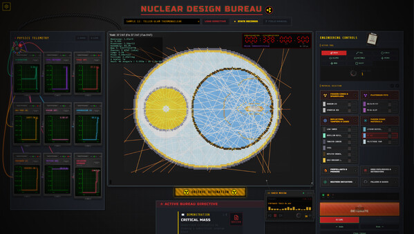 Screenshot of Nuclear Design Bureau gameplay showing in-action mechanics