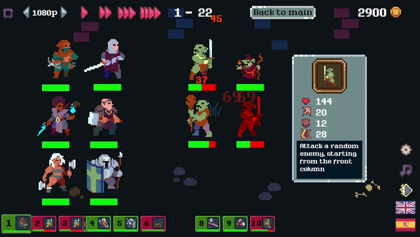 Screenshot of Dungeon Tactics: Idle, Incremental, Autobattler gameplay showing in-action mechanics