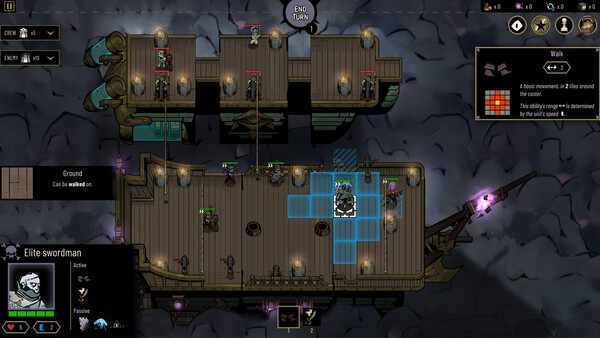 Screenshot of Pirates Tactical gameplay showing in-action mechanics