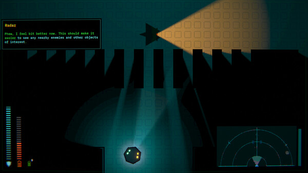 Screenshot of Darkship Echoes gameplay showing in-action mechanics