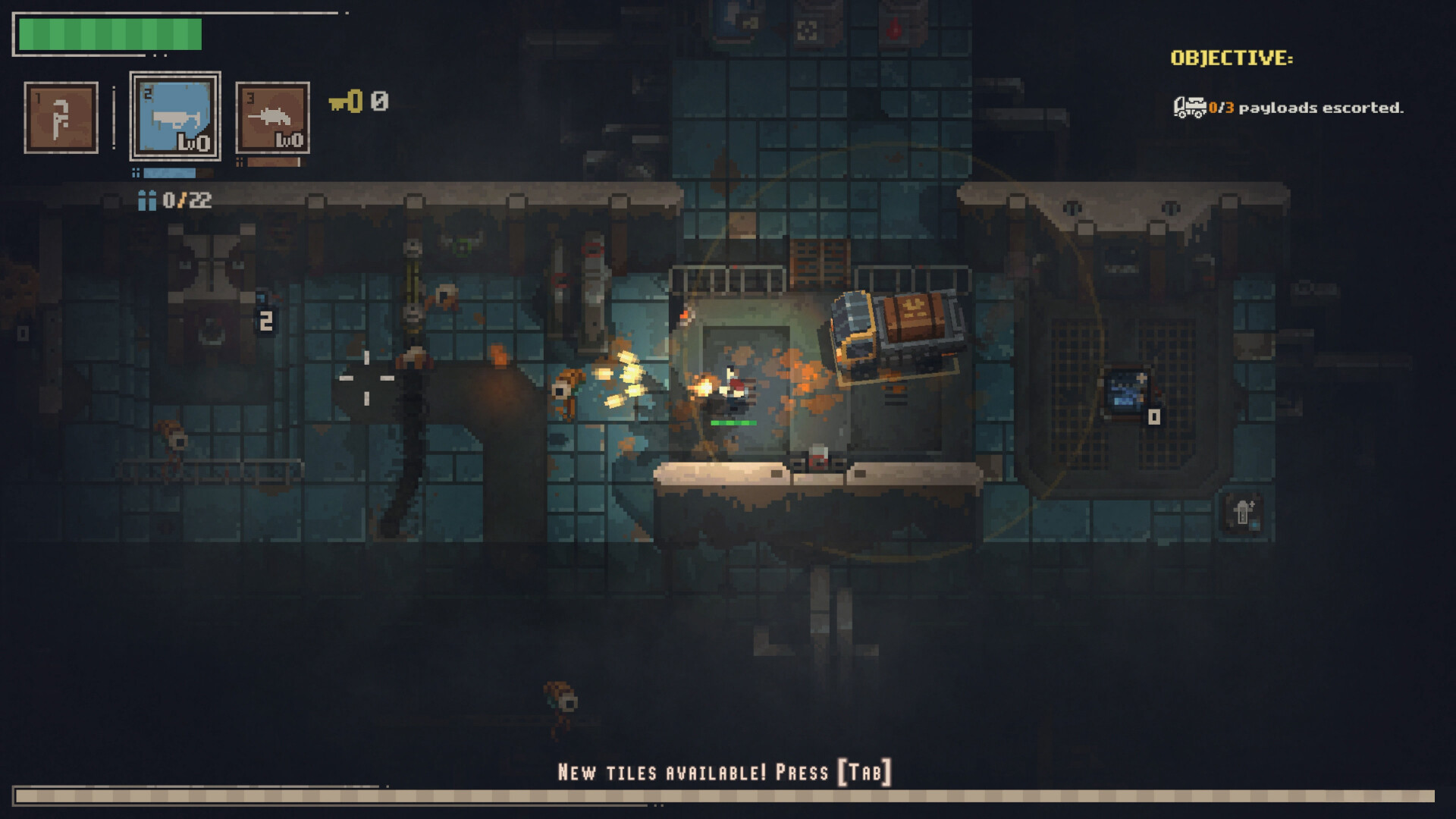 L'action roguelike Volatiles fa costruire l'arena una tessera alla volta 4 Un corridoio stretto costruito con le tessere in Volatiles, usato per incanalare i nemici