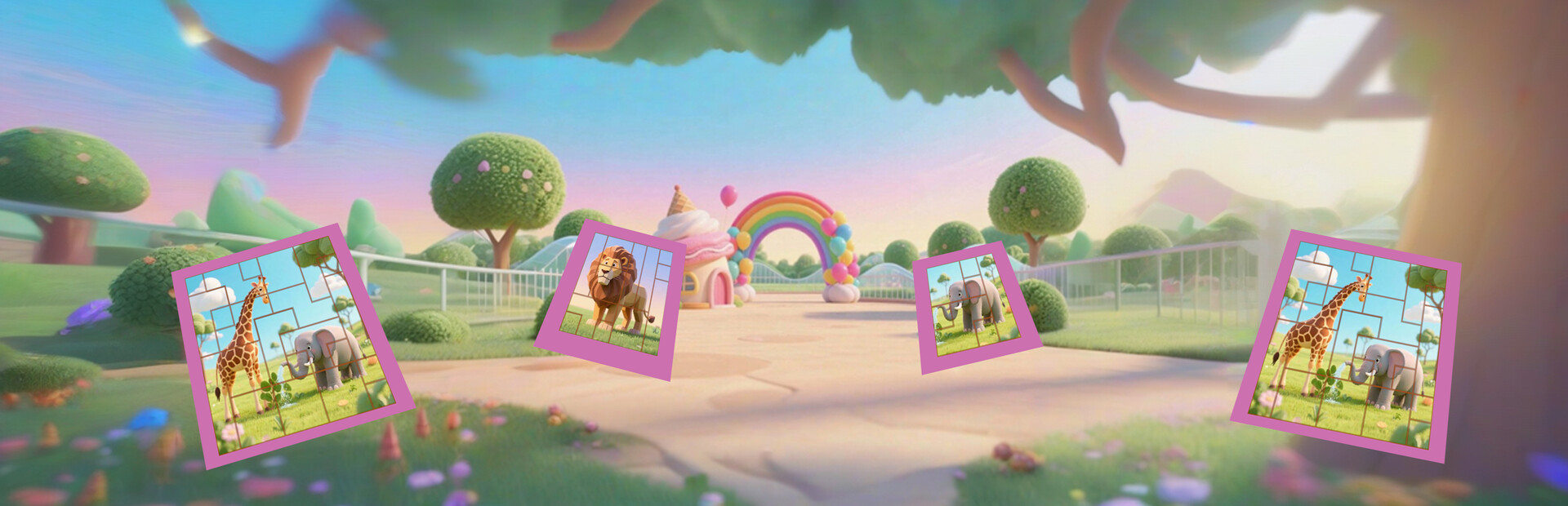Mine puzzle pieces of flower garden world