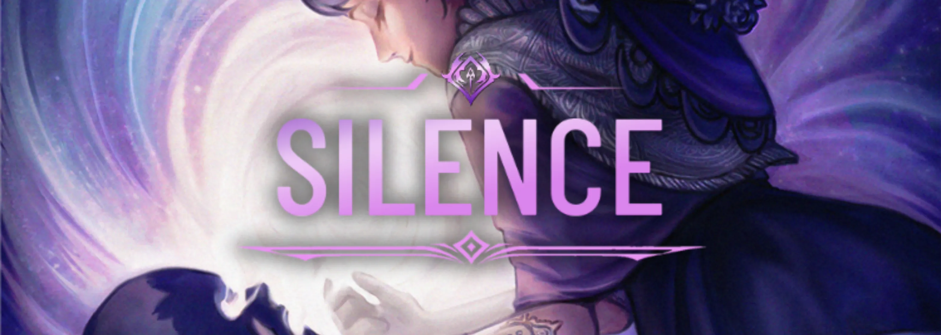 Silence banner, featuring Alina Who Cuts The Strings, a telepath.