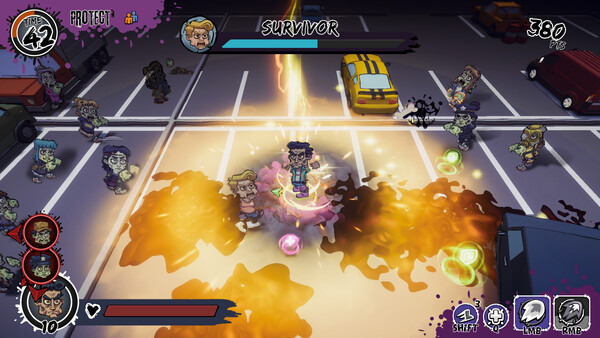 Screenshot of YOU vs Zombies gameplay showing in-action mechanics