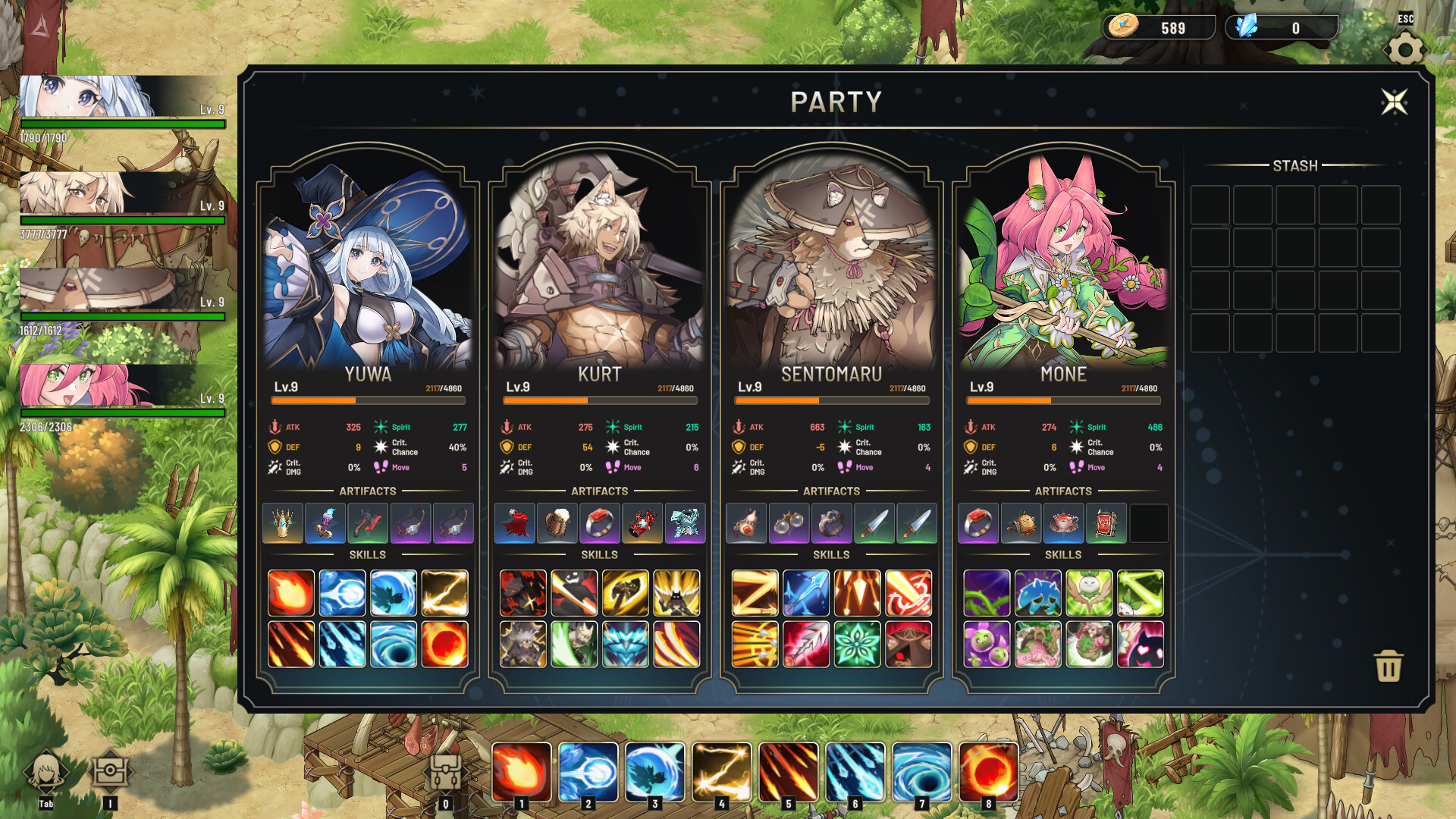 Artifact selection screen offering build-defining relics