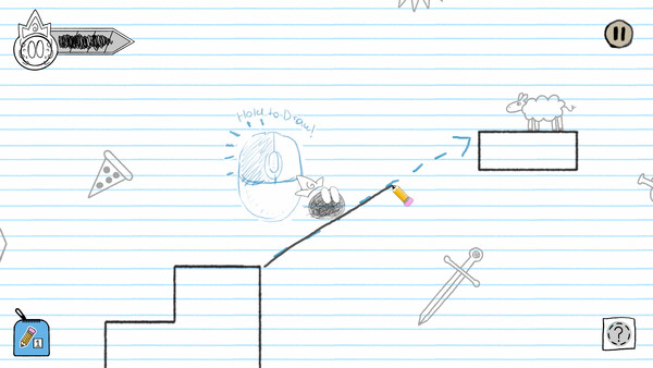 Screenshot of King Scribble gameplay showing in-action mechanics