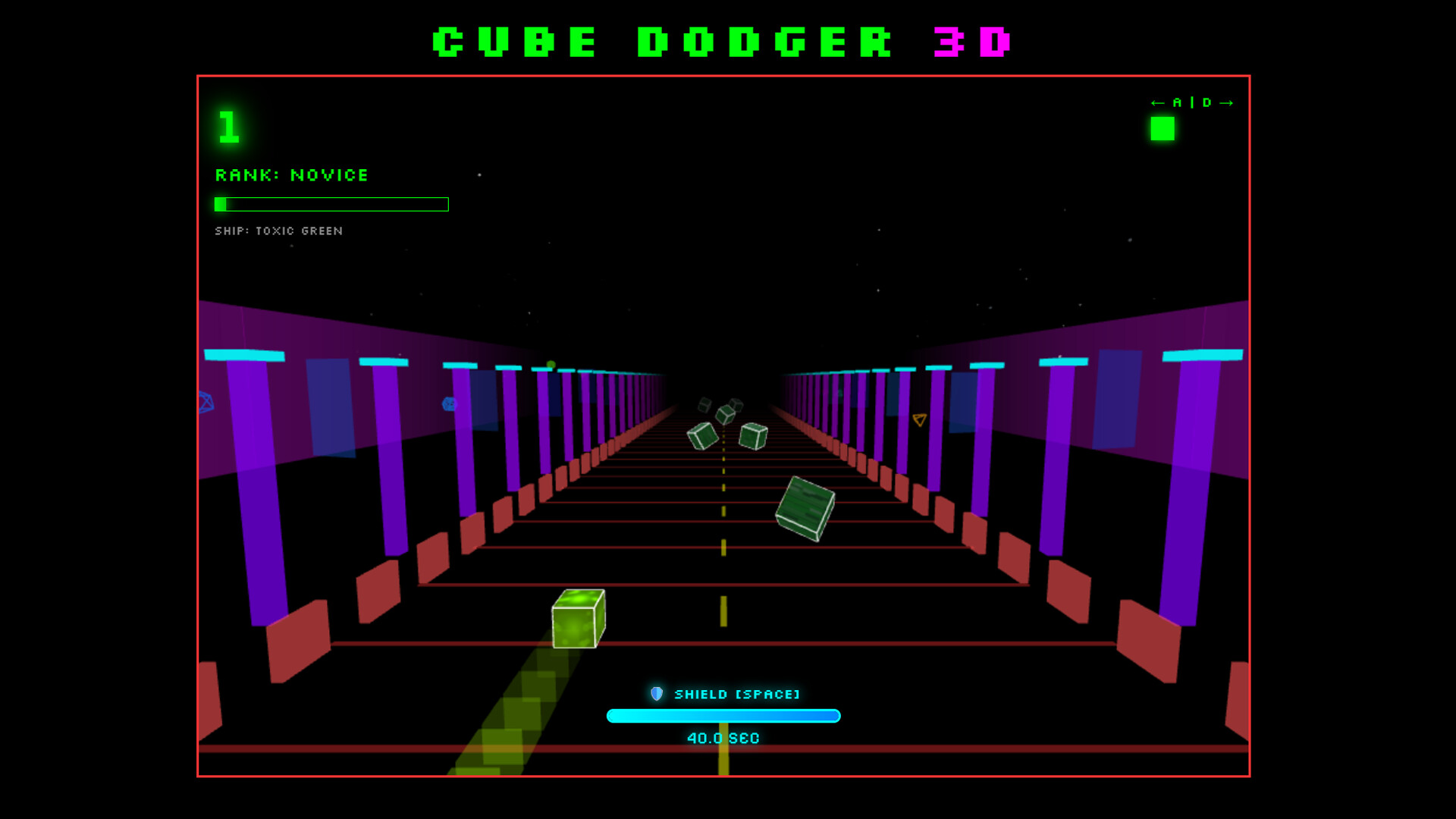 Cube Dodger 3D – Toxic Green Ship Featured Screenshot #1