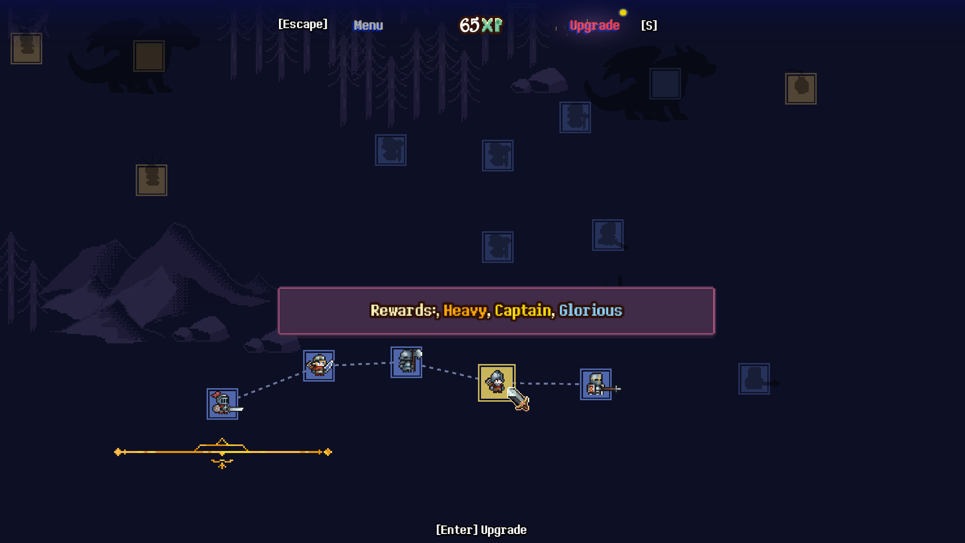 The upgrade tree for enhancing units