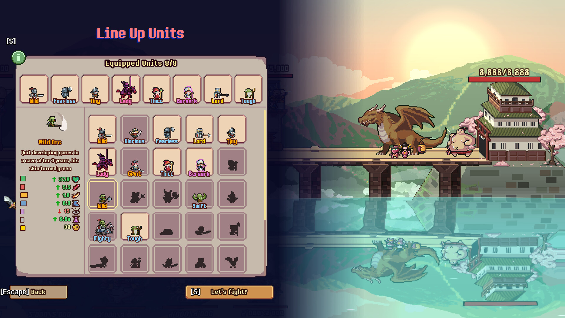 Recruiting units and rerolling random title bonuses