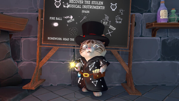 Screenshot of Meowgic gameplay showing in-action mechanics