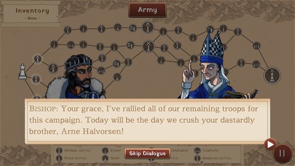 Screenshot of Board of the Kings: A Chess RPG gameplay showing in-action mechanics